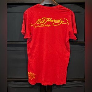 Ed Hardy Vintage Logo T-Shirt In Red Unisex Size M Made In USA